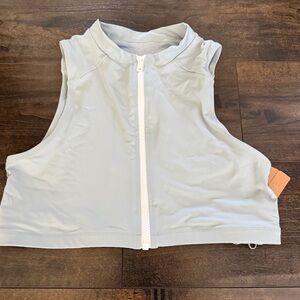 NWT Skims Sporty Zipper Mock Neck Swim Top - Pacific